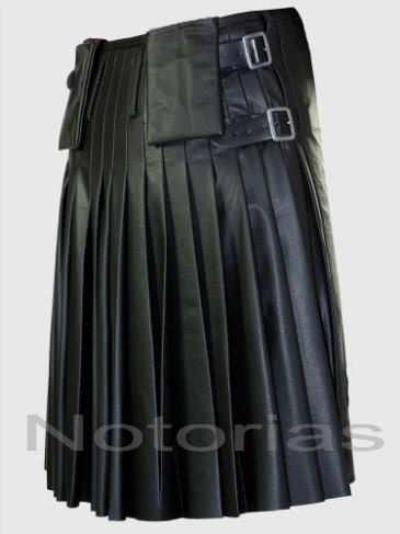 Stunning Mens Genuine Leather Kilt Pleated Bluf Breeches kilt5 Goat nappa