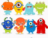 Cute little Monster 2 Digital Clipart for Personal and Commercial Use/ INSTANT DOWNLOAD Il_170x135
