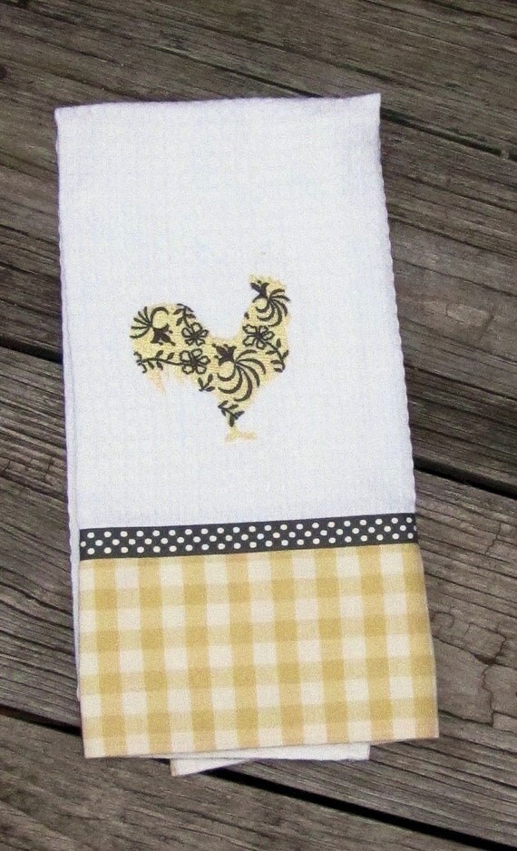 Embroidered & Embellished Kitchen Towel by StitcheryDoDah on Etsy