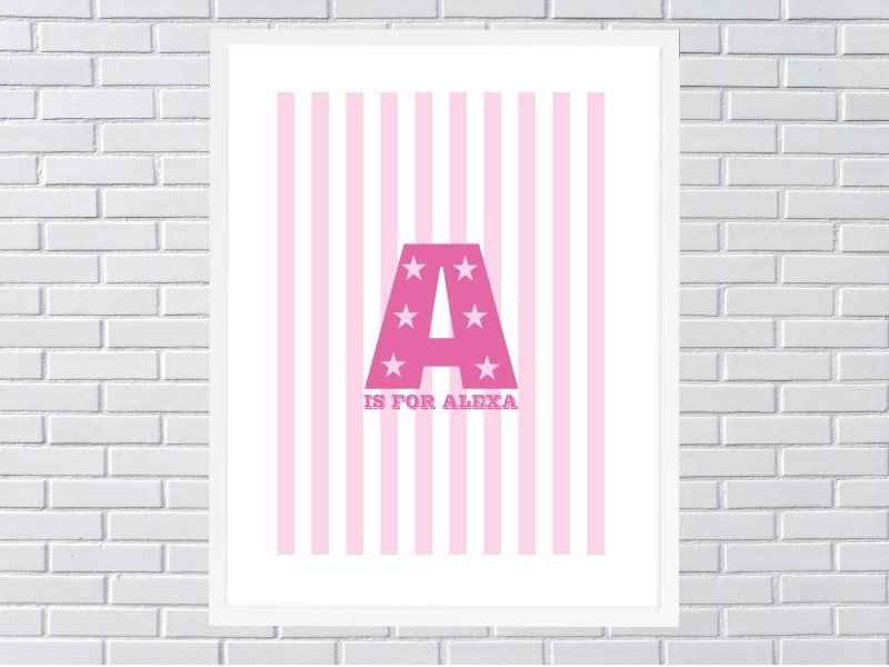 Personalised child's name print. Colour choice  for boys and girls. Bedroom playroom nursery. Birthday Christmas Stocking filler gift