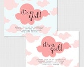 It's a Girl. Baby Announcement / Baby Shower Invitation