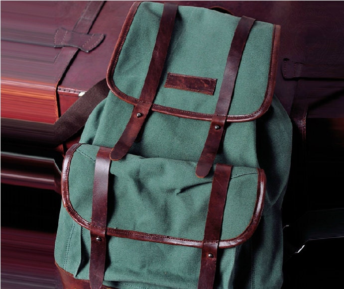 Vintage bag/ backpack/  canvas bag/leather leisure bag/Washed canvas bag/travelling bag