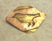 Crow Metalwork Pin. Hammered Bird Brooch Made From Copper & Recycled / Repurposed / Upcycled Brass. OOAK.