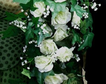 CUSTOM Floral Bridal Roses Bouquet (or Lillies): Teardrop, Shower, Cascade, Bridesmaids, Flowergirl, Spring/Summer Bouquet, Woodland, Rustic
