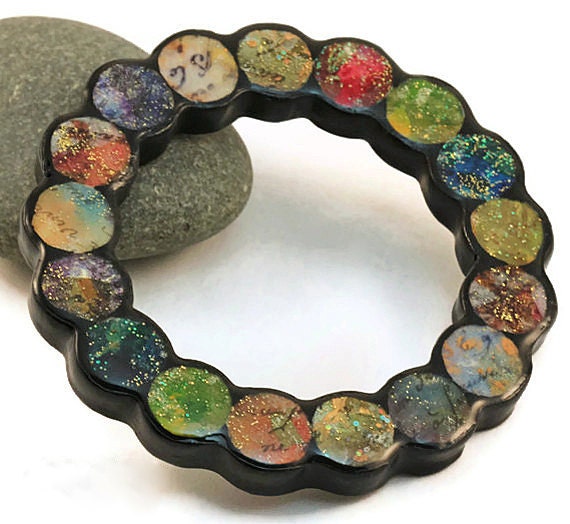 Linked up dots, colorful bangle, art jewelry