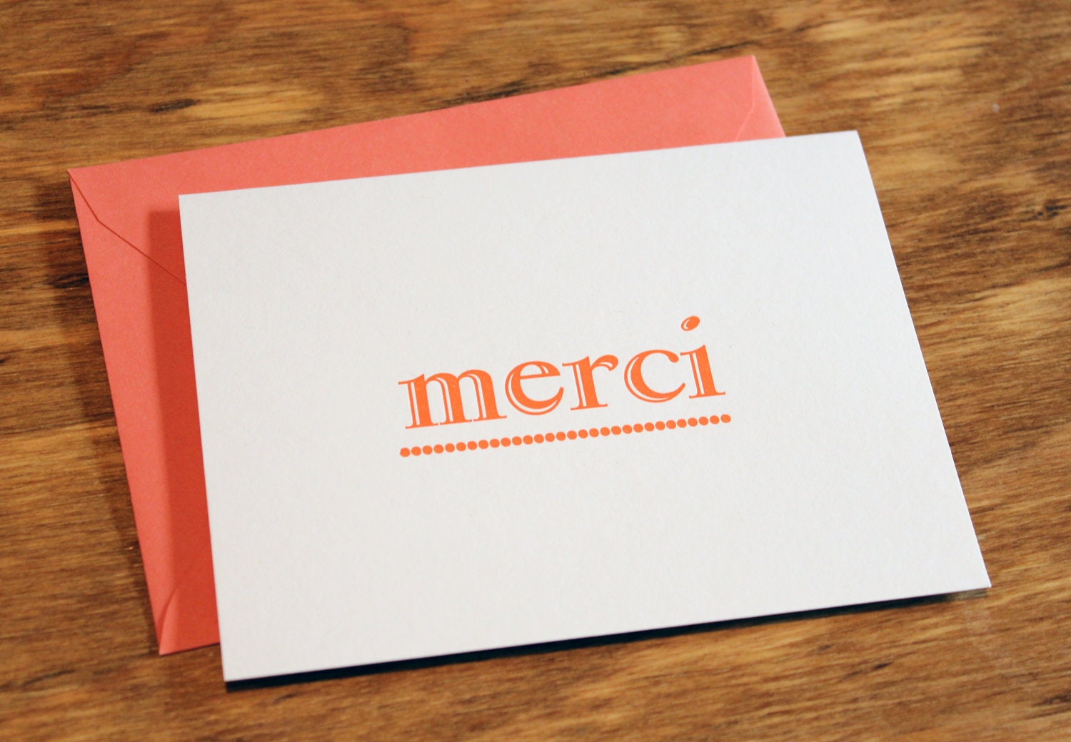 Letterpress "Merci" Card and Envelope