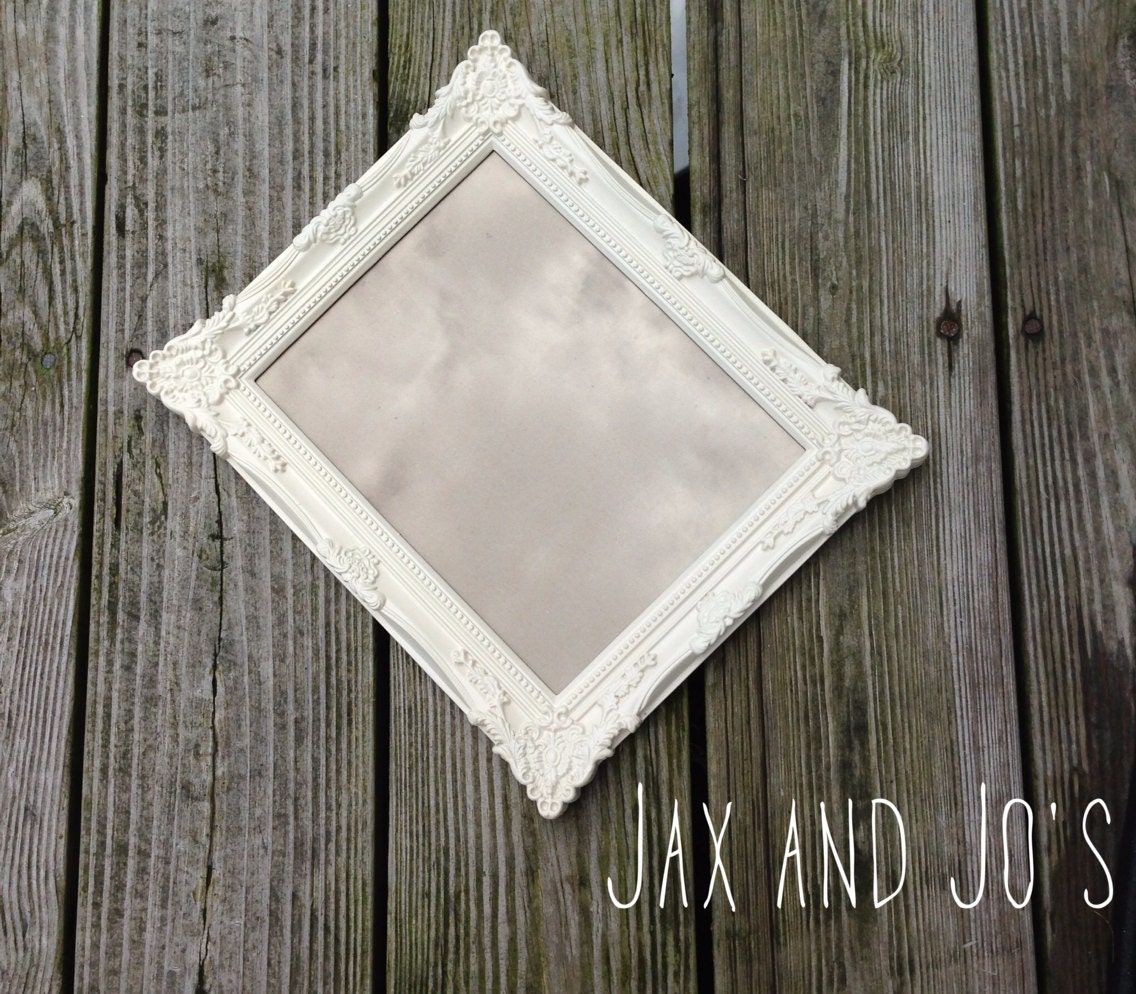 Baroque picture frame 8x10 hang or stand ornate corners shabby chic heirloom white vintage wedding table number sign French country