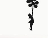 LARGE Banksy Floating Ballon Girl Wall Sticker 120cm x 43cm