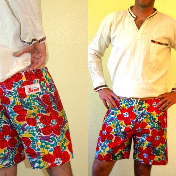 Vintage Mens swim trunks/ Original JAMS shorts/ by SawtoothVintage