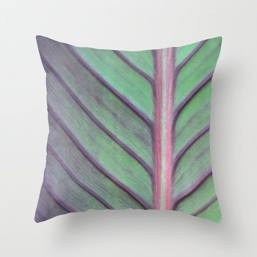 Pillow Cover, Canna Lily Photo Pillow, Green Grey Purple, Bedroom, Living Room, Beach House, Sun Room, Home Decor, Lily 16x16, 18x18, 20x20