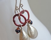 Earrings - sterling silver, copper, briolette, iolite - Typhoon