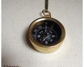 Gold Brass Compass necklaces, small and large compasses, real working compass on brass chain.