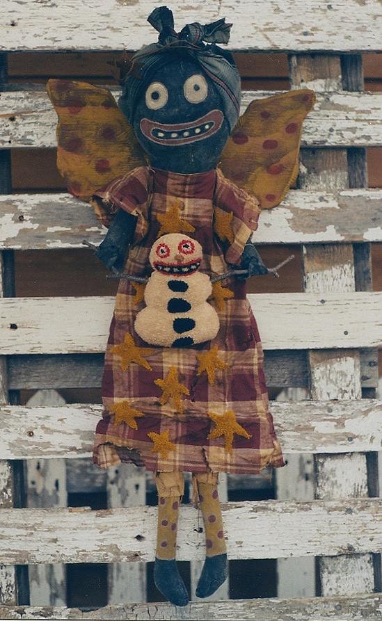 Primitive Christmas Pattern EPattern PDF Black Doll Snowman Needle Punch Punchneedle Angel  by Hickety Pickety 097
