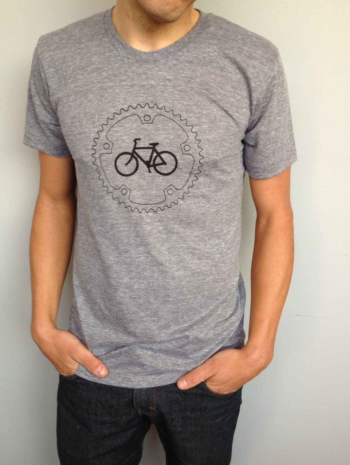 Chainring and Bicycle T-Shirt: Heather Gray Track Tshirt