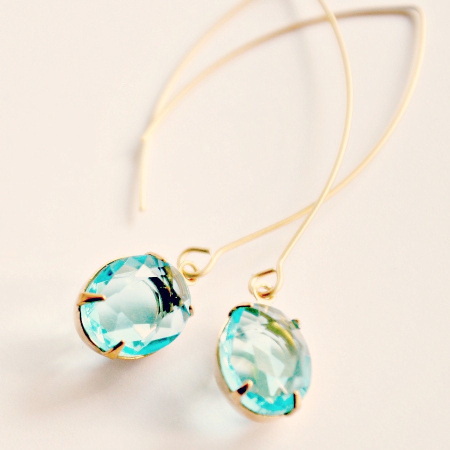 Pale Aqua Long Dangle Earrings