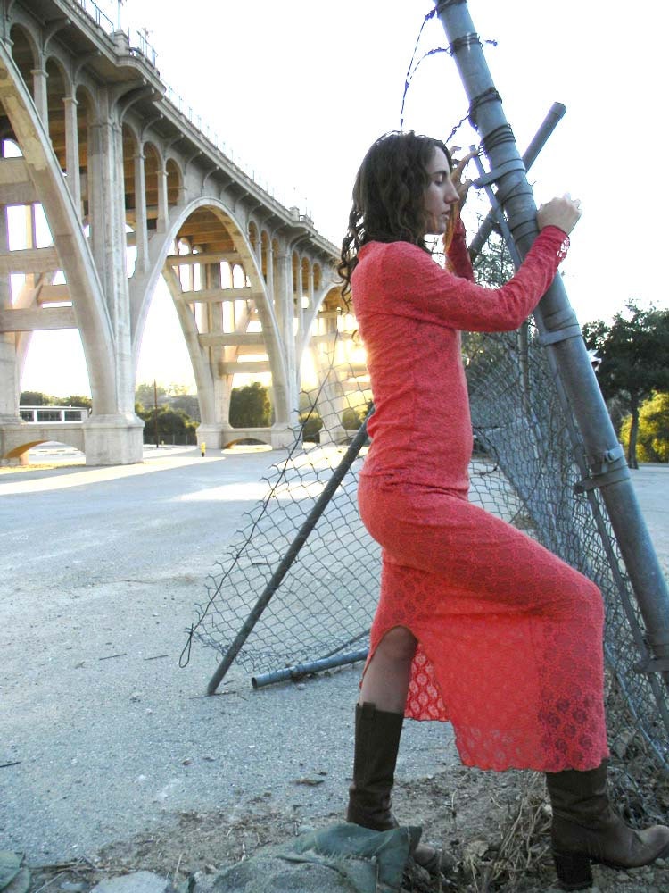 Coral Lace Slip Dress