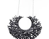 Vessel Pendant (black) 3d printed nylon and sterling silver necklace, jewelry