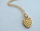 Strawberry necklace - 24K gold over sterling silver necklace for charity