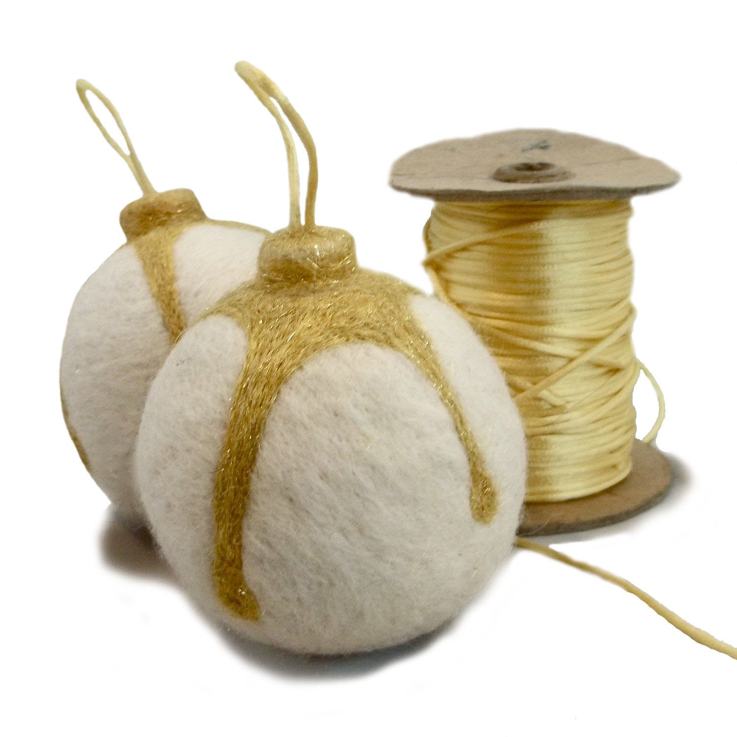 Needle Felted Tree Christmas Holiday Ornament, MTO, Iced Snowball