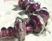 Lampwork Beads Set, Purple Sparkle, Handmade SRA LETEAM Glassymom