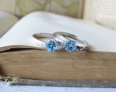 Heart Shaped Blue Topaz Gemstone Ring Engagement Ring Promise Ring Sterling Silver