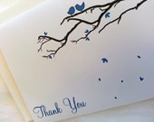 Birds of a Feather Fall Seasonal Winter Tree Love Bird Thank You Card with Envelopes - Set of 10