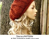 Instant Download Knitting Pattern - Knit Hat Knitting Pattern - Knit Hat Pattern for The Chunky Rolled Brim Ribbed Beret Hat - PDF Pattern