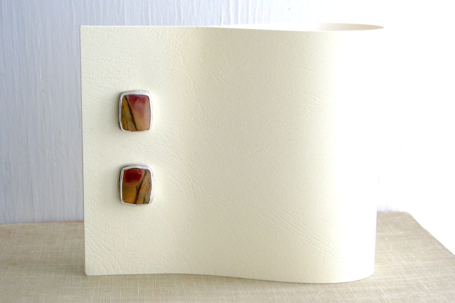 Jasper Stone Sterling Silver Cuff Links