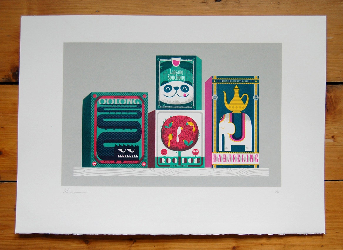 Tea Box Zoo Screenprint