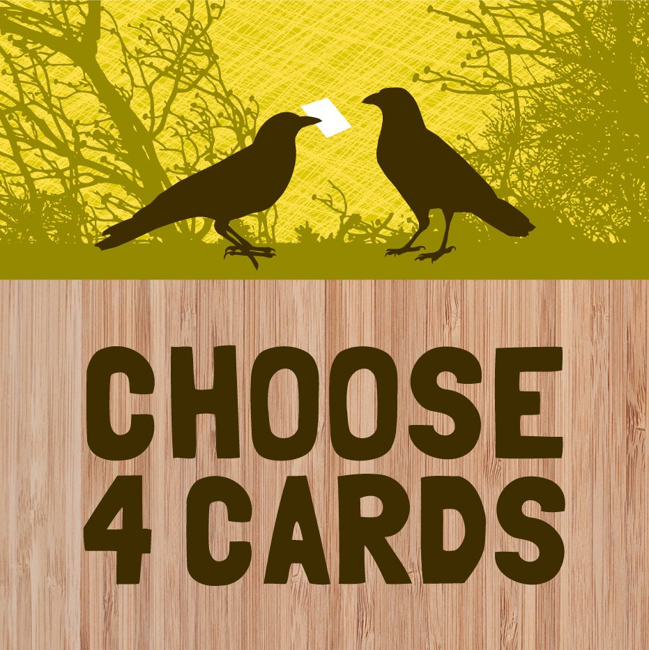 assorted greeting cards / funny cards / choose 4