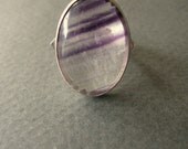 Cassandra - sterling silver and oval fluorite ring, size 6.5