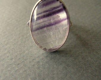 Cassandra - sterling silver and oval fluorite ring, size 6.5