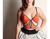 Orange Coral Black CUT OUT Bra Halloween Costume Lingerie Sexy