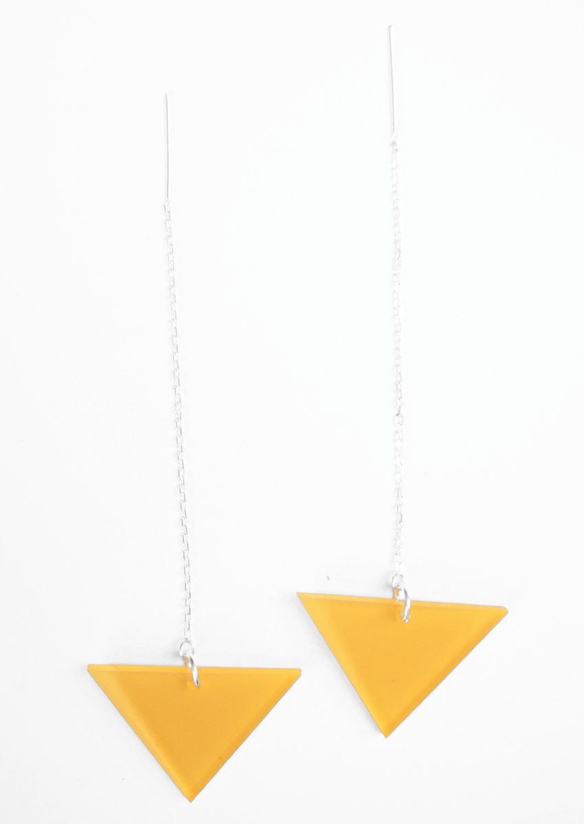 yellow/orange acrylic arrow earrings