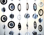 Black and White Circles Multi-Dimensional Paper Garland Party Decor OOAK Free Shipping