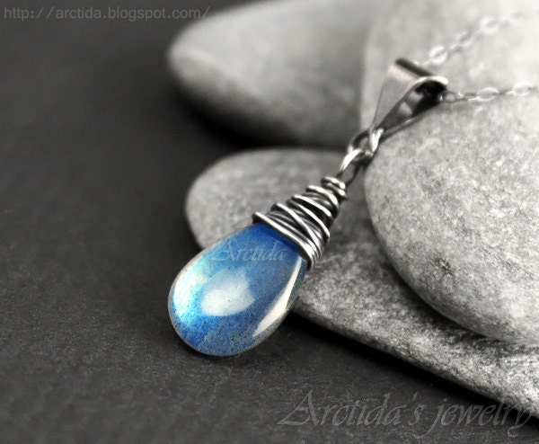 Labradorite jewelry Labradorite necklace oxidized sterling silver - turquoise teal blue black gemstone pagan jewelry rusteam ohtteam - Alina