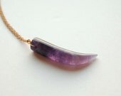 Amethyst Crystal Tusk Necklace - Handmade Jewelry - Free Shipping in the US - Summer Fashion