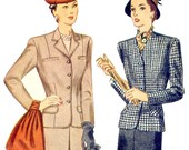 Vintage 1940s Stylish Suit Pattern- Simplicity 4915 - Bust 32 - Size 14