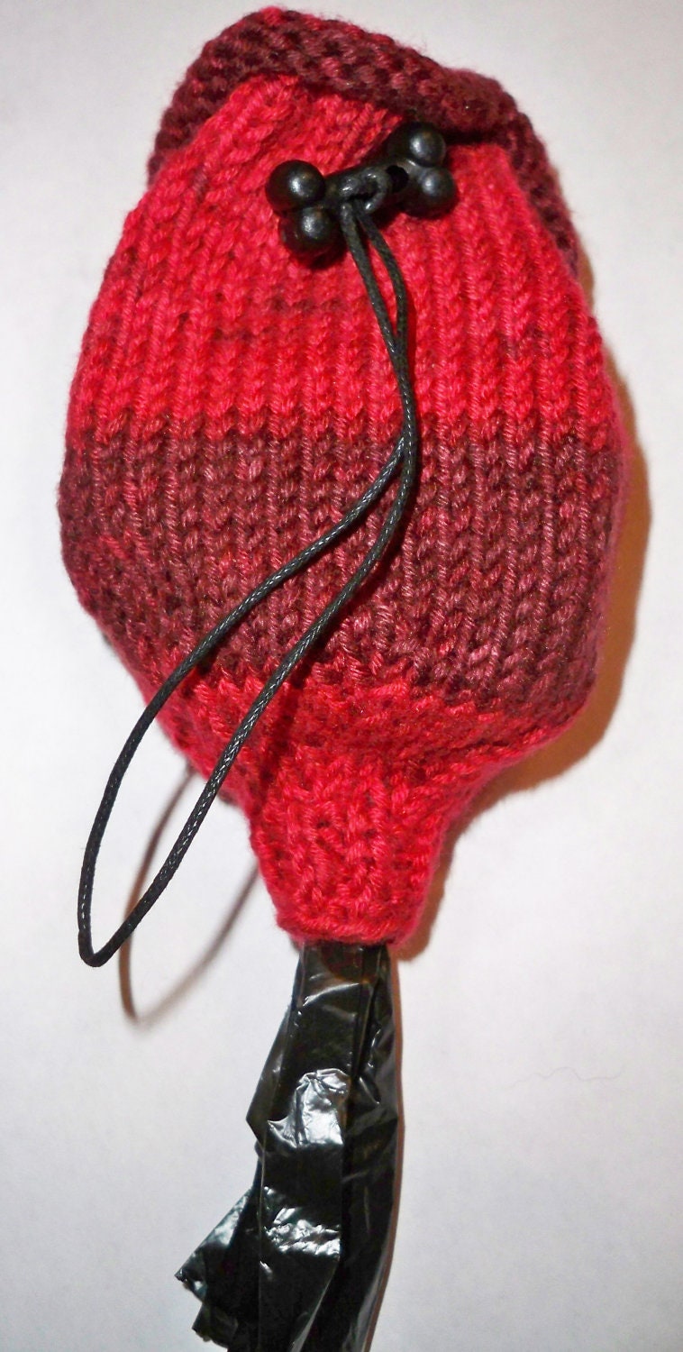 Sockee Poo - Red Gradation Hand knit Dog Poop Bag Holder