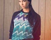 The Jacquie Sweatshirt - Sheer Chiffon and Sheer Striped Jersey Raglan Top - XS, S, M or L