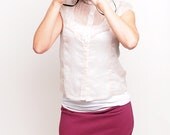 Modern and stylish burgundy women with ruffles.