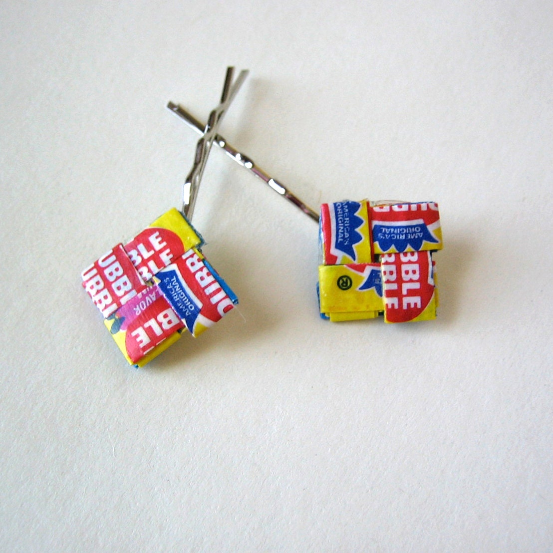 Eco-Chic Bubbly Bobby Pins - Red, Yellow, Blue, Pink - Double Bubble Wrappers