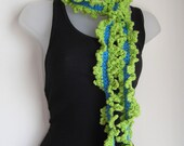 Summer Scarf - Bright Blue and Green Cotton Spring or Summer Scarf