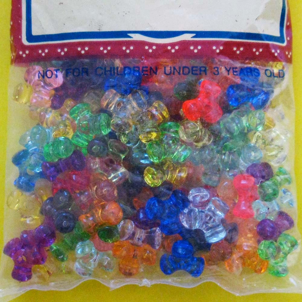 130 Vintage Tri Beads: Multicolored Translucent Plastic Craft Beads, 130 Pieces Sealed Original Package, Darice Brand