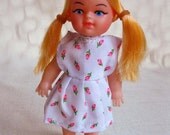 Vintage Fashion Doll, 5 Inches Tall, Long Blond Hair, Blue Eyes, New Old Stock, Ready to Ship, Stocking Stuffer