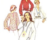 70s Boho Embroidered Top - Simplicity 6777 - Tunic Top / Bell Sleeves - Vintage Sewing Pattern - Size 12 14 / Bust 34 36 Uncut