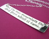 Personalized quote necklace in sterling silver -hand stamped