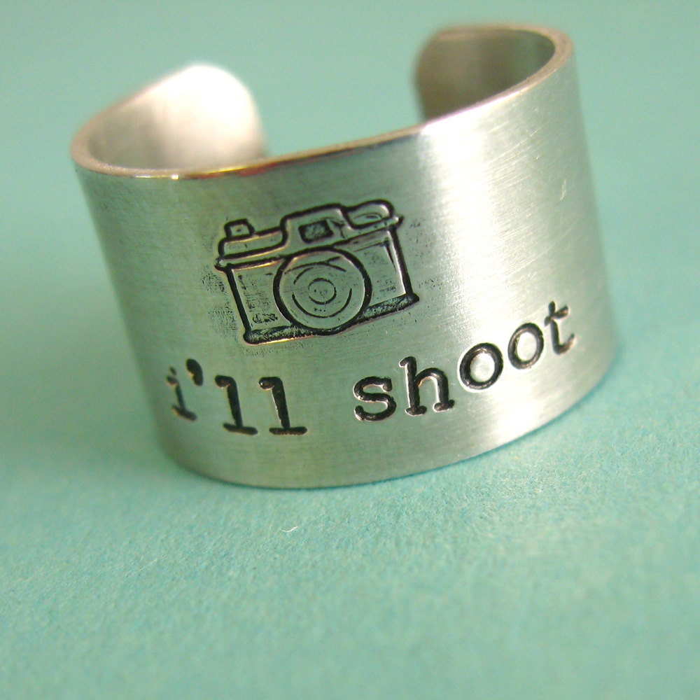 Photographer Ring - I'll shoot - camera ring in aluminum - wide band ring
