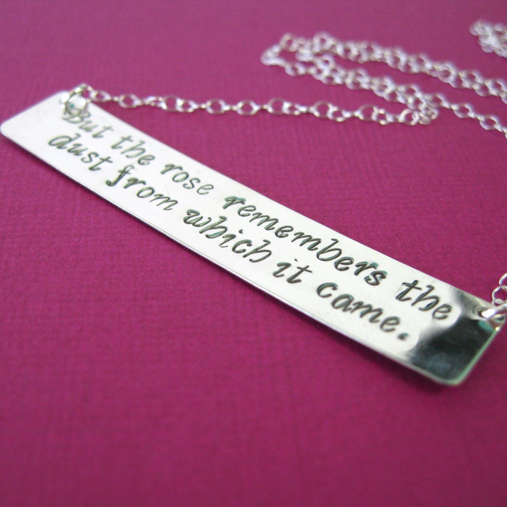 Personalized quote necklace in sterling silver -hand stamped