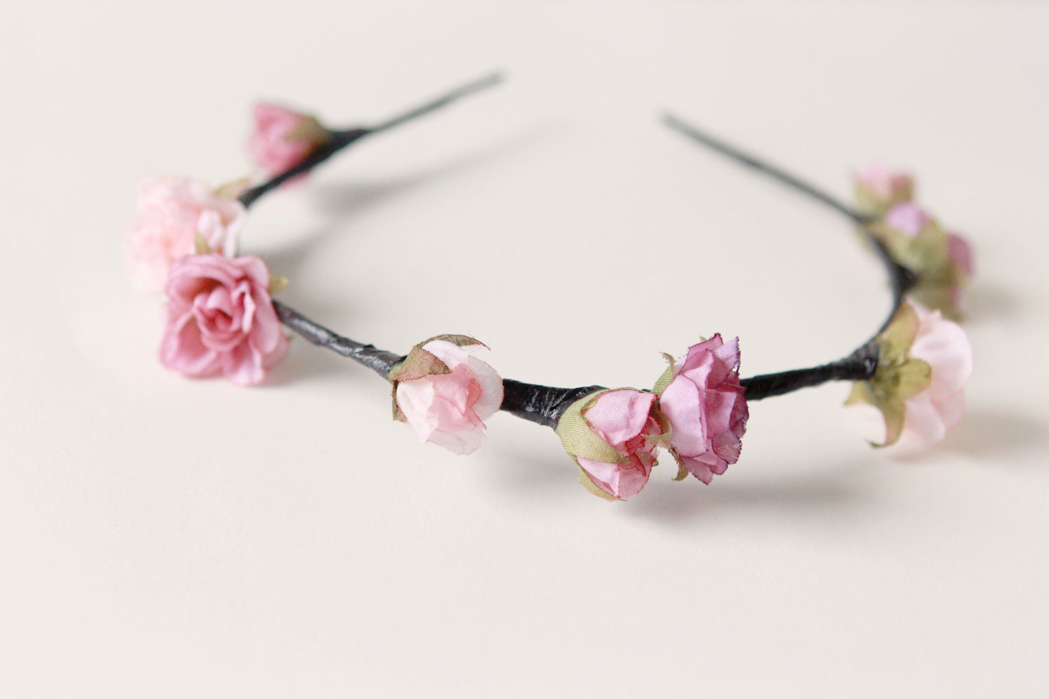 Wedding flower crown, Pink Bridal hair accessory, Floral headpiece - PARADIGM